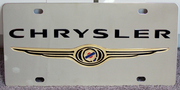 Chrysler black with emblem vanity license plate